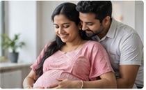 Expectant couple consulting during maternity care session